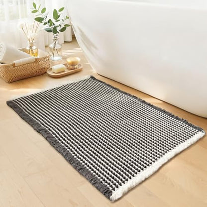 Waffle Bath Mat, Boho Bathroom Rugs Non Slip Washable, 20" x 32"