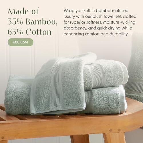 Luxury Bamboo Rayon Oversized Bath Towel Set | 2-Pack | Soft | Eucalyptus