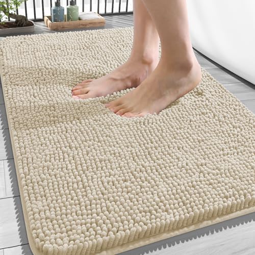 OLANLY Bathroom Rugs 34x21, Extra Soft Absorbent Chenille Bath Rugs