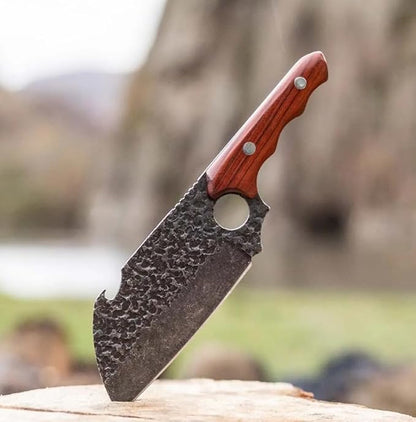 COOLINA Shark Compact Cleaver, Hand-Forged High-Carbon Steel, 5.8 Inch Blade, Wooden Handle, for Chopping Meat, Joints & Bones