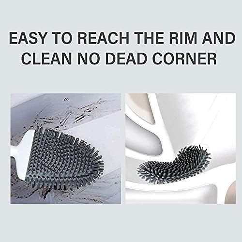 Sellemer Silicone Toilet Brush, Ventilation Slots Base Holder 2 Pack Silver