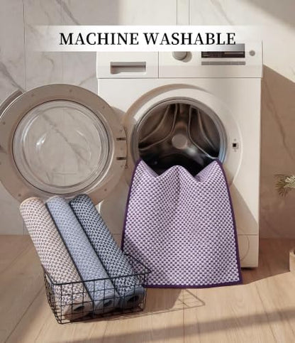 YIHOUSE Purple Bathroom Rugs Sets 5 Pieces,Thin Bath Mat Quick Dry