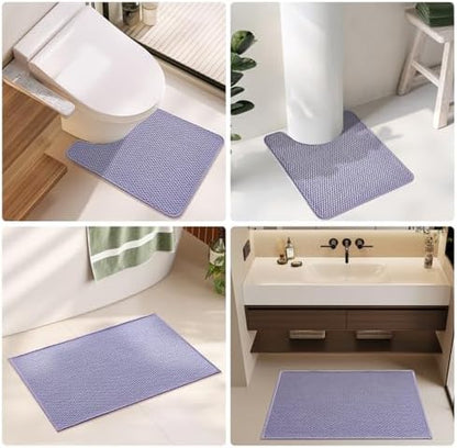 TYUU Bathroom Runner Rugs, Long Bath Mat Runner Washable Thin Quick Dry Low Pile Bathroom Runner Rugs Non Slip, Lavender 16"x60"