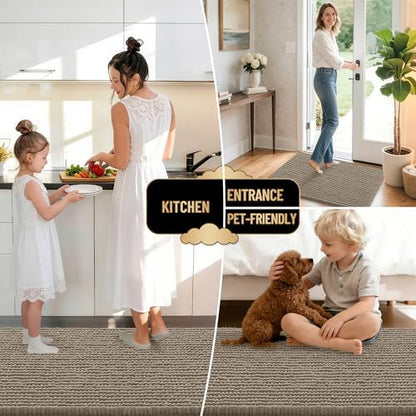OLANLY Thick Chenille Absorbent Bathroom Rugs Mat 36x24, Warm Taupe
