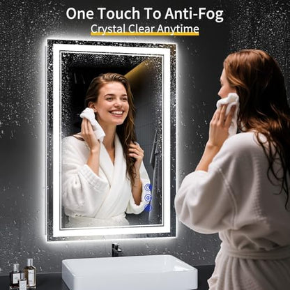 36"x24" LED Bathroom Mirror with Lights,Anti-Fog,3 Color Modes