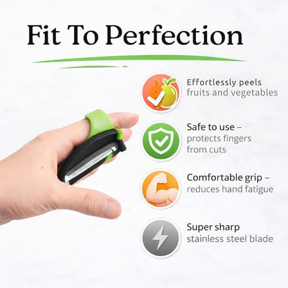 2 Finger Vegetable Peeler Easy Grip Safe Ergonomic Fruit & Potato Peeler for Arthritis Hands, Non Slip Kitchen Gadget for Carrots, Apples & Cucumbers with Stainless Steel Blade