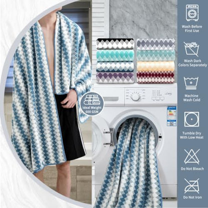8 Piece Bathroom Towel Set |2 Oversized Bath Towels,2 Hand Towels,4 Washcloths| 600GSM Soft Hotel Towel Set Large Bath Sheet for Bathroom,Highly Absorbent Quick Dry Bath Towel Collections,Blue