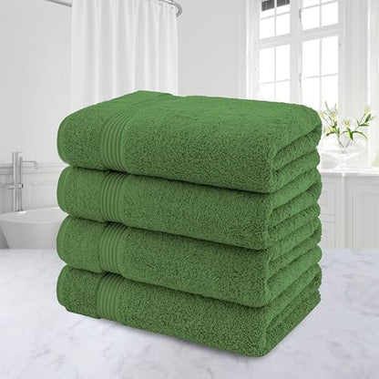 American Veteran Towel, 100% Cotton Turkish Bath Towels for Bathroom 4 Pack, 27x54 Extra Large Premium Soft Drying Bathroom Towels, Sage Green