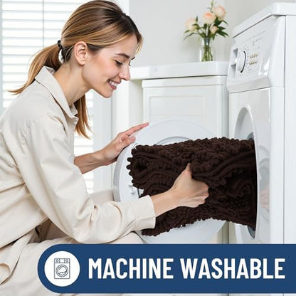 Smiry Bathroom Rugs 47X20, Extra Soft Rubber Backing Chenille Bath Mats