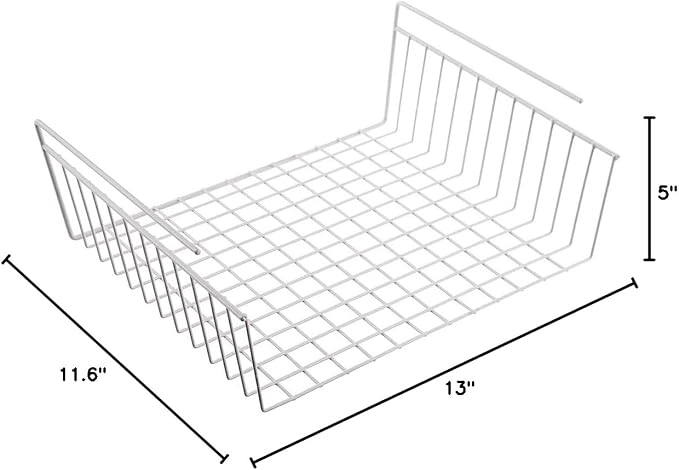 Miles Kimball Under Shelf Space Saving Wire Wrap Holder - White - Fits Shelves Up To 7/8" Thick