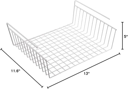 Miles Kimball Under Shelf Space Saving Wire Wrap Holder - White - Fits Shelves Up To 7/8" Thick