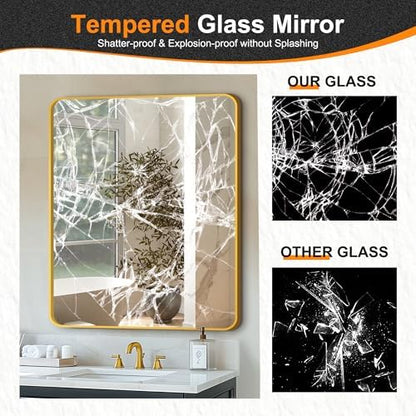 Delma Bathroom Vanity Mirror, Gold Framed Mirror for Over Sink, 36x30