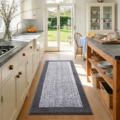 44x24 Large Bathroom Rugs Non Slip Washable, Soft Absorbent Bath Mat Grey