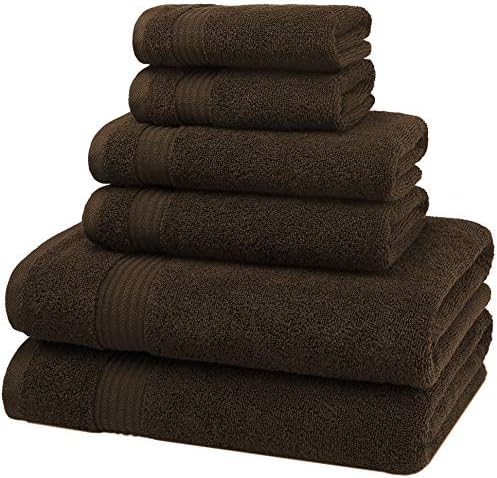 American Veteran Towel, 6 Piece Towel Set for Bathroom, 100% Cotton Turkish Bathroom Towels, 2 Bath Towels 2 Hand Towels 2 Washcloths, Brown