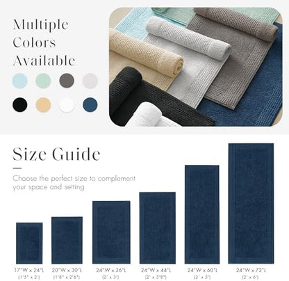 Madison Park Splendor Reversible 100% Cotton Bath Rug, 24 x 44, Navy