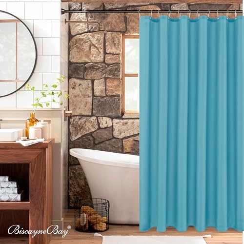Fabric Shower Curtain Liner 72"W x 84"L-Blue Extra Long Shower Liners