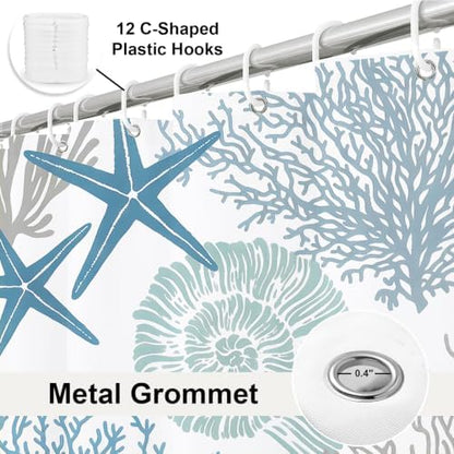 Cute Luxury Ocean Shower Curtain Kids Seashell Modern Nautical Tropical
