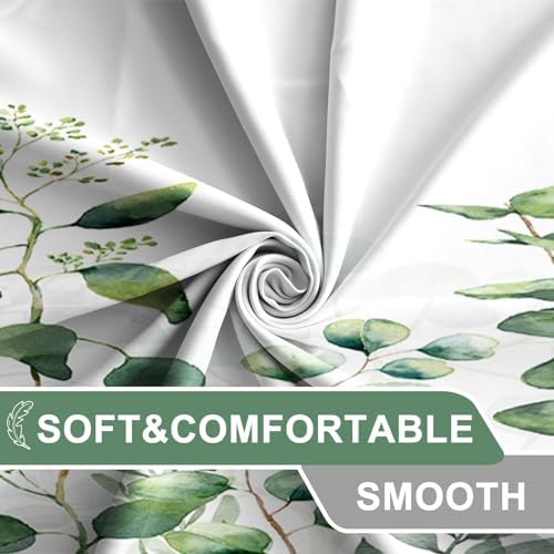 AWERT Small Half Size Stall Shower Curtain with 6 Hooks Shower Stall Curtain 36 x 72 Plant Sage Green Leaves 36 inch Bathroom/RV and Camper (Green Leaves)