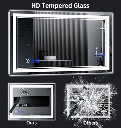 55"x36" LED Bathroom Mirror with Lights,Anti-Fog,3 Color Modes
