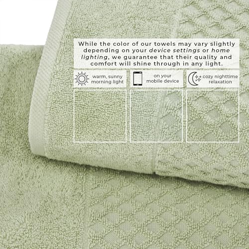 Great Bay Home Hand Towels - 100% Cotton 6 Pack 26x16 Hand Towel Set - Absorbent, Durable, Quick-Dry Towels for Bathroom (Pale Green)