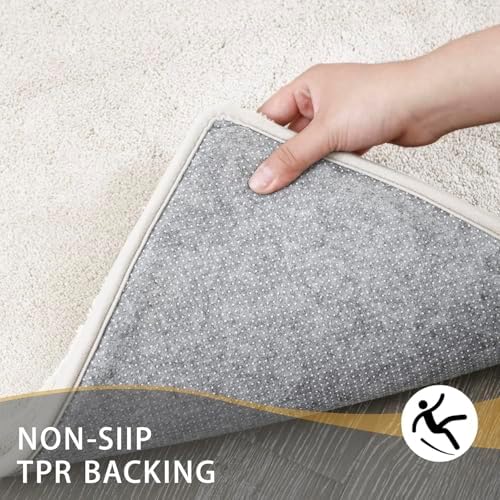 MINIDEAR Bathroom Rugs 24x17 Beige - Thick Memory Foam Bath Mat, Ultra Soft & Plush Fluffy, Non-Slip, Quick Dry, Absorbent Washable Floor Microfiber Mat for Tub, Home Decor Accessories