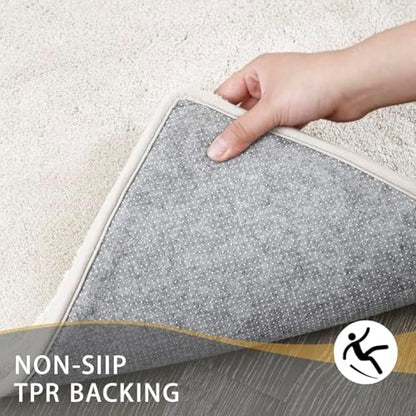 MINIDEAR Bathroom Rugs 24x17 Beige - Thick Memory Foam Bath Mat, Ultra Soft & Plush Fluffy, Non-Slip, Quick Dry, Absorbent Washable Floor Microfiber Mat for Tub, Home Decor Accessories