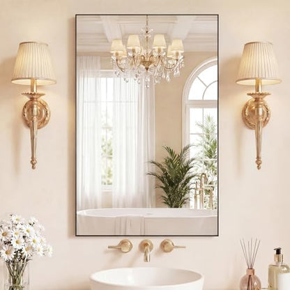 Sweetcrispy Black Bathroom Mirrors for Over Sink, 24" x 40" Rectangle