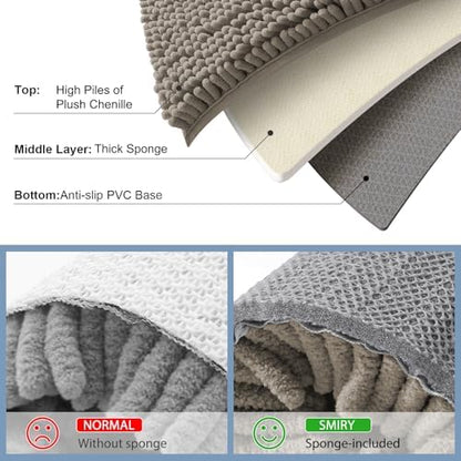 Smiry Bathroom Rugs 36X24, Luxury Chenille Extra Soft Absorbent Bath Mat