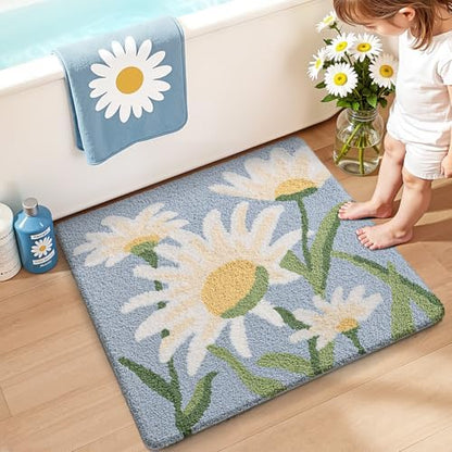 LUMI Square Bathroom Rug 32x32, Soft Absorbent Bath Mat, Non Slip