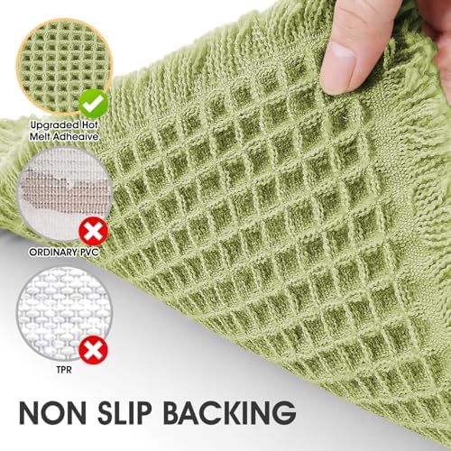 IM HOME Waffle Bath Mat Sage Green 36"x24", Boho Woven Modern Bath Mat Rugs, Absorbent Non Slip Bathroom Rugs, Soft Washable Bath Rugs with Tassels for Bathroom, Bedroom, Kitchen, Shower, Tub
