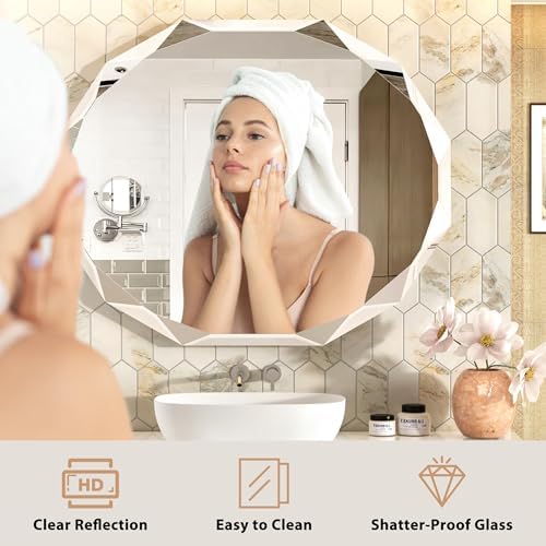 30x36 Inch Bathroom Mirrors for Over Sink, Round Frameless Mirrors for Wall