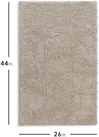 Hearth & Harbor Bathroom Rugs, Chenille Bath Mat - Machine Washable Bath Mats for Bathroom Non-Slip Backing Rubber, Quick Dry Bathroom Mat