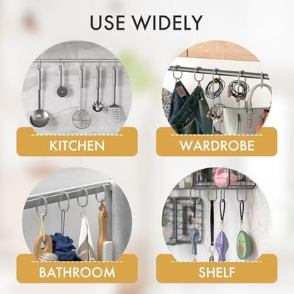Amazer Shower Curtain Hooks Rings, 24 Pcs Shower Curtain Rings, Plastic Shower Curtain Hooks for Bathroom Shower Rod, Sage Green Shower Hooks for Shower Curtain