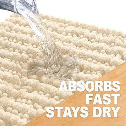 OLANLY Large Bathroom Rugs 40x32, Thick Soft Absorbent Chenille Bath Rugs