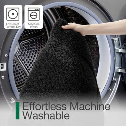 LUMI Ultra Soft Bathroom Rugs Absorbent, Non Slip Bath Mat 20x32, Black