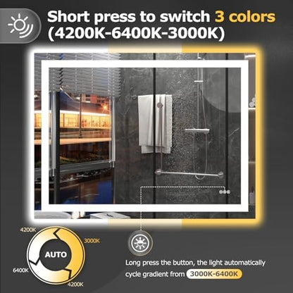 Hivone 48"X36" LED Bathroom Mirror with Lights, UL Listed