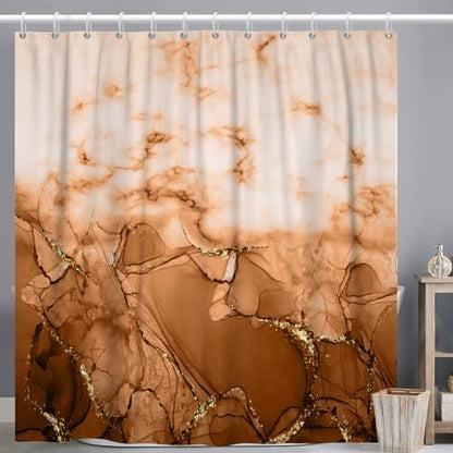 Brown Marble Waterproof Bathroom Shower Curtain 65x72 inches
