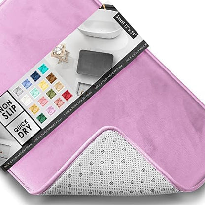 Clara Clark Bathroom Rugs, Velvet Memory Foam Bath Mat, Non-Slip, Machine Washable Bath Rugs - Dries Quickly, Ultra Soft Plush Bath Mats for Bathroom, 17 x 24, Lavender Dream