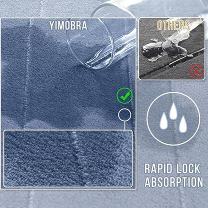 Yimobra Memory Foam Bathroom Mat Set, 24 x 17 & 24 x 20 in, Denim Blue