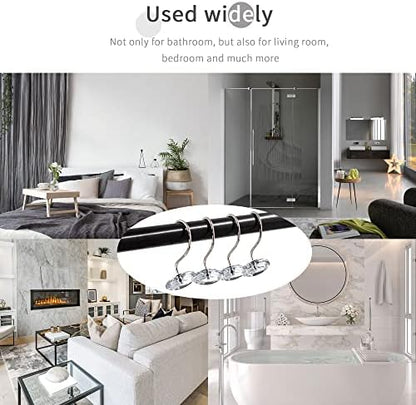 White Diamond Crystal Bling Shower Curtain Hooks Rings for Bathroom,24PCS