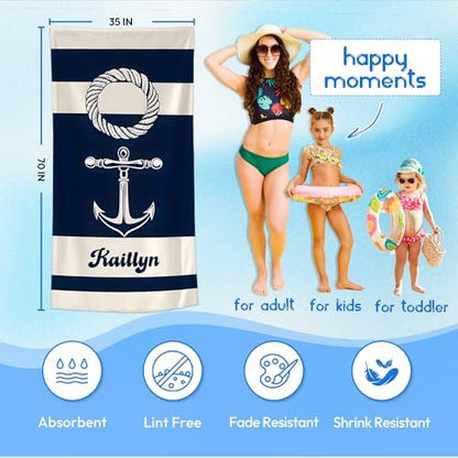 JML Personalized Beach Towel with Name, Microfiber, 35 x 70 in