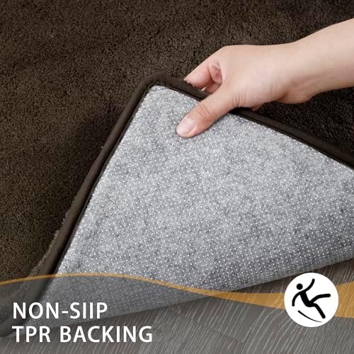 MINIDEAR Bathroom Rugs 36x24 Brown - Thick Memory Foam Bath Mat, Ultra Soft & Plush Fluffy, Non-Slip, Quick Dry, Absorbent Washable Floor Microfiber Mat for Tub, Home Decor Accessories