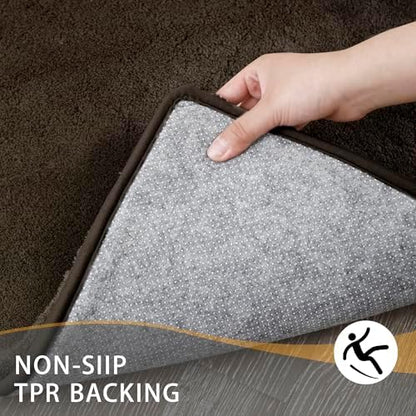 MINIDEAR Bathroom Rugs 24x17 Brown - Thick Memory Foam Bath Mat, Ultra Soft & Plush Fluffy, Non-Slip, Quick Dry, Absorbent Washable Floor Microfiber Mat for Tub, Home Decor Accessories
