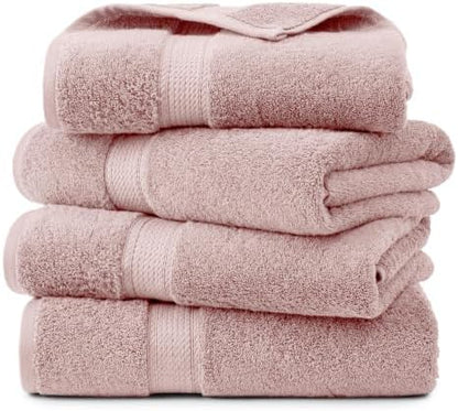 Superior Egyptian Cotton Plush & Absorbent, Bath Towel Set of 4, Tea Rose