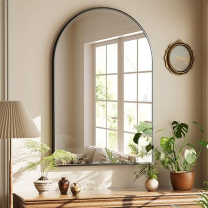 HARRITPURE Arched Bathroom Mirror 30"x48" Black Large Wall Mounted Mirror