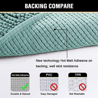 H.VERSAILTEX Bath Mat Bathroom Non Slip Extra Thick Chenille Rug 17" x 24" Absorbent Soft Shaggy Washable Dry Fast Plush Rugs for Bathtubs - Eggshell Blue