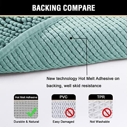 H.VERSAILTEX Bathroom Rug Shag Shower Mat Machine-Washable Plush Bath Mats with Water Absorbent Soft Microfibers, 20" W x 32" L, Eggshell Blue