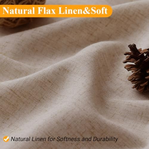 Naturoom Linen Shower Curtain 78 Inch Long for Bathroom Sand Beige 1 Panel