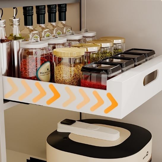 Buachois Pull Out Cabinet Organizer,1 PC Multifunctional 16.9Deep Pull Out Drawers for Cabinets Carbon Steel Slide Out Drawers for Kitchen Bathroom Cabinet Organizer Pantry