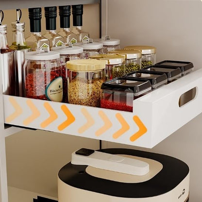 Buachois Pull Out Cabinet Organizer,1 PC Multifunctional 16.9Deep Pull Out Drawers for Cabinets Carbon Steel Slide Out Drawers for Kitchen Bathroom Cabinet Organizer Pantry